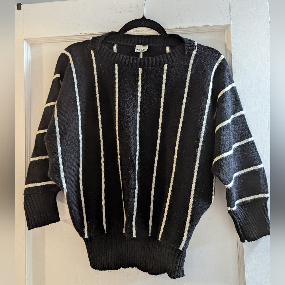e.b. allen new york. Vintage Black and WhiteStriped Dolman Sleeve Sweater